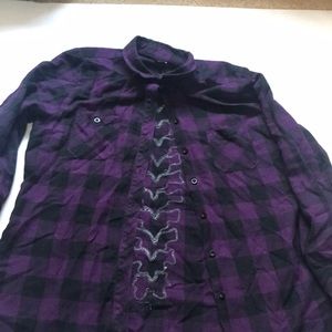 Purple checker button down